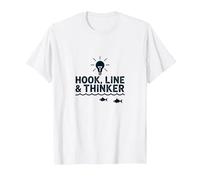 Hook Line & Thinker Niños Pesca Inteligente Angler Humor Camiseta, Hombre, Blanco, S