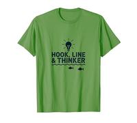 Hook Line & Thinker Niños Pesca Inteligente Angler Humor Camiseta, Hombre, Hierba, XXL