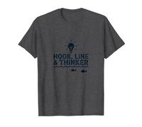 Hook Line & Thinker Niños Pesca Inteligente Angler Humor Camiseta, Hombre, Jaspeado Oscuro, L
