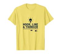 Hook Line & Thinker Niños Pesca Inteligente Angler Humor Camiseta, Hombre, Limón, L