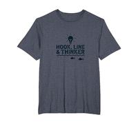 Hook Line & Thinker Niños Pesca Inteligente Angler Humor Camiseta, Hombre Tallas Grandes, Azul Jaspeado, 4X Alto