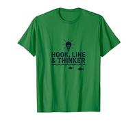 Hook Line & Thinker Niños Pesca Inteligente Angler Humor Camiseta, Hombre, Verde Kelly, XXL