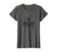 Hook Line & Thinker Niños Pesca Inteligente Angler Humor Camiseta, Mujer, Asfalto, XL