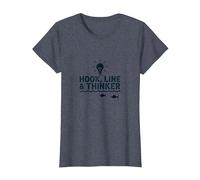 Hook Line & Thinker Niños Pesca Inteligente Angler Humor Camiseta, Mujer, Azul Jaspeado, 3XL