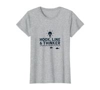 Hook Line & Thinker Niños Pesca Inteligente Angler Humor Camiseta, Mujer, Gris Jaspeado, M