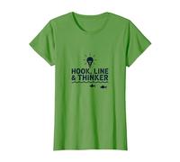 Hook Line & Thinker Niños Pesca Inteligente Angler Humor Camiseta, Mujer, Hierba, XL