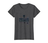 Hook Line & Thinker Niños Pesca Inteligente Angler Humor Camiseta, Mujer, Jaspeado Oscuro, L