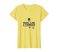 Hook Line & Thinker Niños Pesca Inteligente Angler Humor Camiseta, Mujer, Limón, M