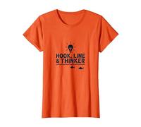 Hook Line & Thinker Niños Pesca Inteligente Angler Humor Camiseta, Mujer, Naranja, XXL