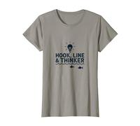 Hook Line & Thinker Niños Pesca Inteligente Angler Humor Camiseta, Mujer, Pizarra, M