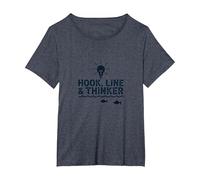 Hook Line & Thinker Niños Pesca Inteligente Angler Humor Camiseta, Mujer Tallas Grandes, Azul Jaspeado, 2XL Grande