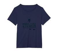 Hook Line & Thinker Niños Pesca Inteligente Angler Humor Camiseta, Mujer Tallas Grandes, Azul Marino, 4XL Grande