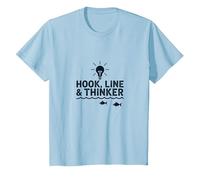 Hook Line & Thinker Niños Pesca Inteligente Angler Humor Camiseta, Niños, Azul Bebé, 4 años