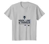 Hook Line & Thinker Niños Pesca Inteligente Angler Humor Camiseta, Niños, Plata, 2 años