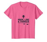 Hook Line & Thinker Niños Pesca Inteligente Angler Humor Camiseta, Niños, Rosa Jaspeado, 2 años