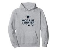Hook Line & Thinker Niños Pesca Inteligente Angler Humor Sudadera con Capucha, Unisex para Adultos, Gris Jaspeado, L