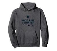 Hook Line & Thinker Niños Pesca Inteligente Angler Humor Sudadera con Capucha, Unisex para Adultos, Jaspeado Oscuro, L