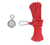 Hook magnético Doble de doble cara Magnet River Reciclaje de un solo anillo N35 265 libras con una cuerda de 20 metros imán de pesca de servicio pesado para la caza del tesoro