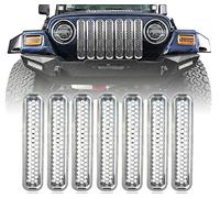 Hooke Road - Inserciones de rejilla delantera para Jeep Wrangler TJ & Unlimited de 1997-2006 (7 unidades), color plateado