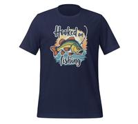 Hooked On Fishing - Camiseta unisex para adulto con gráfico divertido, azul marino, 4XL