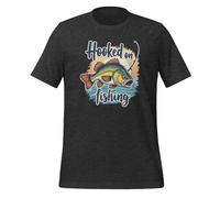 Hooked On Fishing - Camiseta unisex para adulto con gráfico divertido, Gris Oscuro Heather, 4XL