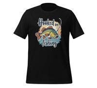 Hooked On Fishing - Camiseta unisex para adulto con gráfico divertido, Negro, L
