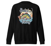 Hooked On Fishing - Sudadera unisex para adulto con gráfico divertido, Negro, L