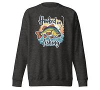 Hooked On Fishing - Sudadera unisex para adulto con gráficos divertidos, gris, S