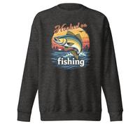 Hooked on Fishing with Sunset Graphic - Sudadera unisex para adulto, gris, L