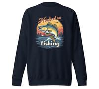 Hooked on Fishing with Sunset Graphic - Sudadera unisex para adulto, Navy Blazer, XL