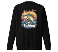 Hooked on Fishing with Sunset Graphic - Sudadera unisex para adulto, Negro, L