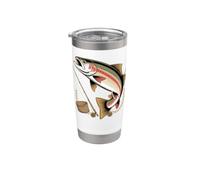 Hooked on Trout Fly Fishing Angler Fishing Pun Vaso térmico de acero inoxidable de doble pared