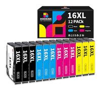 Hookink 16XL Cartuchos de Tinta Compatible para Epson 16 XL para Workforce WF-2750DWF WF-2510WF WF-2010W WF-2630WF WF-2520NF WF-2530WF WF-2540WF (3 Negro 3 Cian 3 Magenta 3 Amarillo)