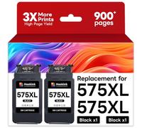 Hookink 575XL Cartucho de Tinta Compatible para Tinta Canon 575 XL PG-575XL | Compatible con Canon PIXMA TS3750i, TS3751i, TR4756i, TS3550i, TR4755i, TS3551i, TS3752i, TR4750i TR4751i (2 Negros)