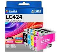 Hookink LC424 Cartucho de Tinta Compatible para Tinta Brother LC424 LC-424 Multipack para Tinta Impresora Brother DCP-J1200W DCP-J1200WE (1 Negro, 1 Cian, 1 Magenta, 1 Amarillo, Paquete de 4)