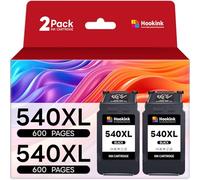 Hookink PG-540XL 540XL Cartuchos de Tinta Compatible para Canon PG 540 XL Negro para Canon PIXMA TS5150 MG3600 MG3650S MG3650 MG4250 TS5100 TS5151 MG3150 MG3250 MX475 (2 Negros)