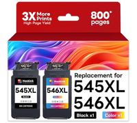 Hookink PG-545XL CL-546 XL Cartuchos de Tinta Reemplazo para Canon 545 y 546 XL para Canon 545 546 Tinta para Canon TS3150 TS3151 MG2550S MG2550 MG2950 TR4550 TR4551 MX495 (Negra y Color)