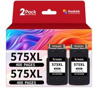 Hookink PG-575XL Negro Compatible para Canon 575 XL PG575XL Compatible para Canon PIXMA TS3550i TS3750i TS3751i TR4755i TR4756i TS3551i TS3752i TR4750i TR4751i (2 Negro)