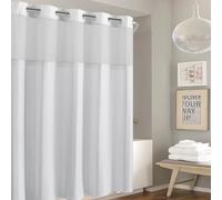 Hookless Cortina de Ducha de Rayas gofres de 71 x 74 Pulgadas en Blanco Brillante