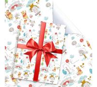 HOOKTA 5 hojas de papel de regalo de Pooh de 51 x 75 cm, papel de estraza duradero, diseño de Pooh y Tigger, para niños, cumpleaños, fiestas, decoración festiva (brazos de miel) (blanco agitando)