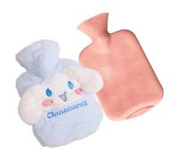 HOOKTA Bolsa de agua caliente de 1000 ml con funda de forro polar suave para compresas frías y calientes, ideal para calentar las manos y los pies y aliviar el cuello (cachorro azul)