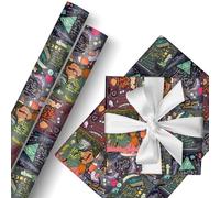 HOOKTA Harry 2 rollos de papel de regalo de 43 cm x 3 m, papel de regalo duradero Harry para cumpleaños infantiles, fiestas, decoración festiva (naranja retro) (acertijo de nota)