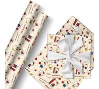 HOOKTA Kitty 2 rollos de papel de regalo de 43 cm x 3 m, paquete de papel de regalo duradero para cumpleaños de niños, fiestas, decoración festiva (caqui)