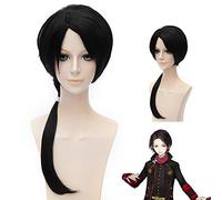 HOOLAZA Negro corto recto con una peluca trenzada Touken Ranbu Online Kashuu Kiyomitsu Cosplay peluca