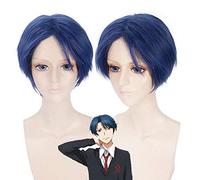 HOOLAZA Peluca recta corta azul oscuro 40 cm Gekkan Shoujo Nozaki-Kun Yu Kashima Cosplay peluca