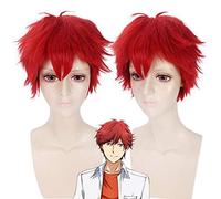 HOOLAZA Rojo Corto Ligero Mullido Peluca 30 Cm Gekkan Shoujo Nozaki-kun Mikoshiba Mikoto Cosplay Peluca