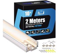 HOOLED 10 x perfiles para tiras LED de 2 metros rectangulares de aluminio 20 m totales, cobertura opaca, dimensiones 17,4 mm x 7 mm, tamaño máximo 12,4 mm SP26