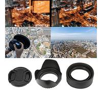 Hooleey 4-in-1 Lens Hood Set with Rubber Lens Hood Lotus Hood Lens Cap and Cleaning Cloth 4 in 1 Lens Hood Set, Rubber Lens Hood, Lotus Hood, Lens Cap and Cleaning Cloth (49mm)