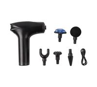 Hooleey Cold Compress Deep Tissue Massager Mini LED Display Percussion Muscle Massage Machine with 5 Massage Head Black