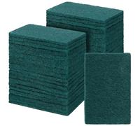 Hoolerry 50 almohadillas de fregado resistentes que no rayan para limpiar sartenes, reutilizables, antigrasa, para platos de cocina, parrillas de metal, 4.3 x 3 x 0.3 pulgadas (verde)